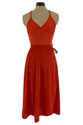 Original 1987 Danskins Deep Rust Coloured Stretch Jersey Bodysuit & Wrap Skirt