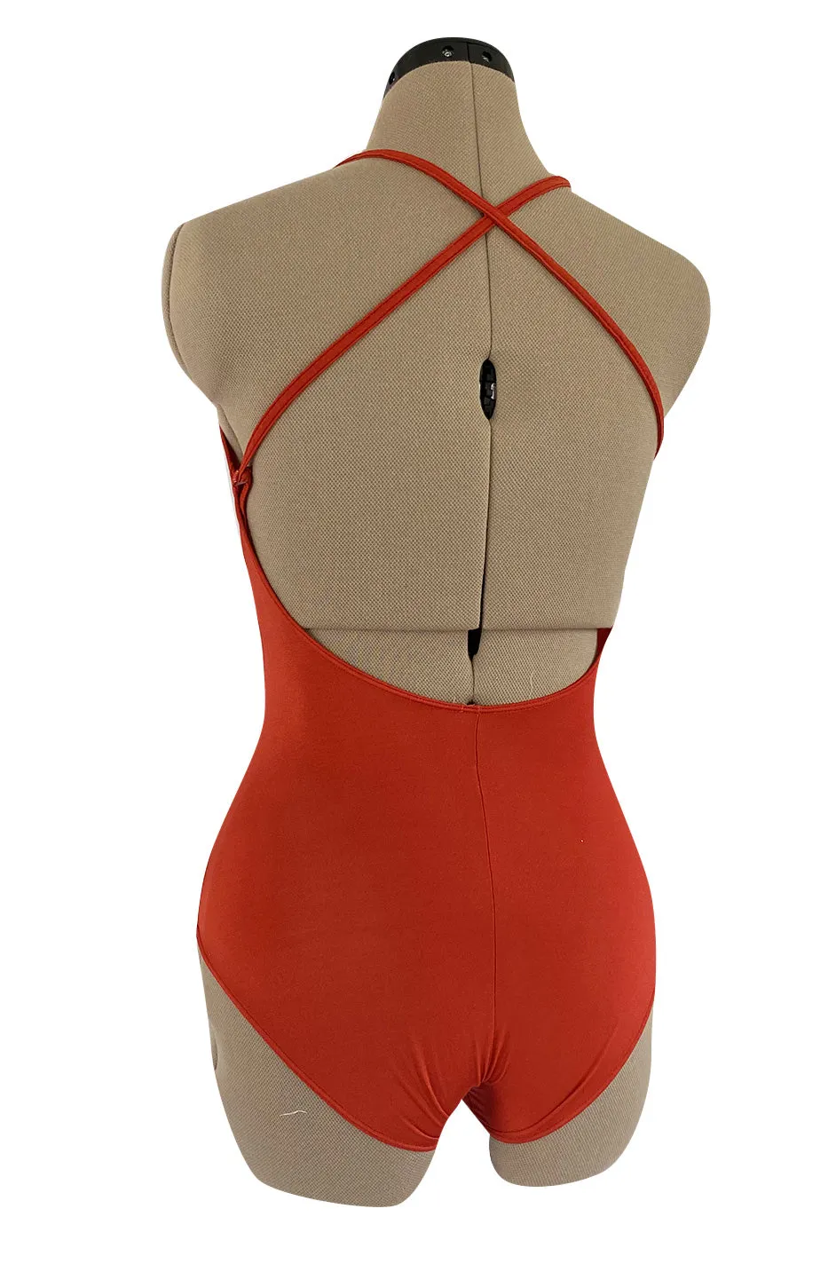 Original 1987 Danskins Deep Rust Coloured Stretch Jersey Bodysuit & Wrap Skirt