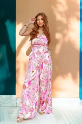 Paisley Print Wide Leg Pants