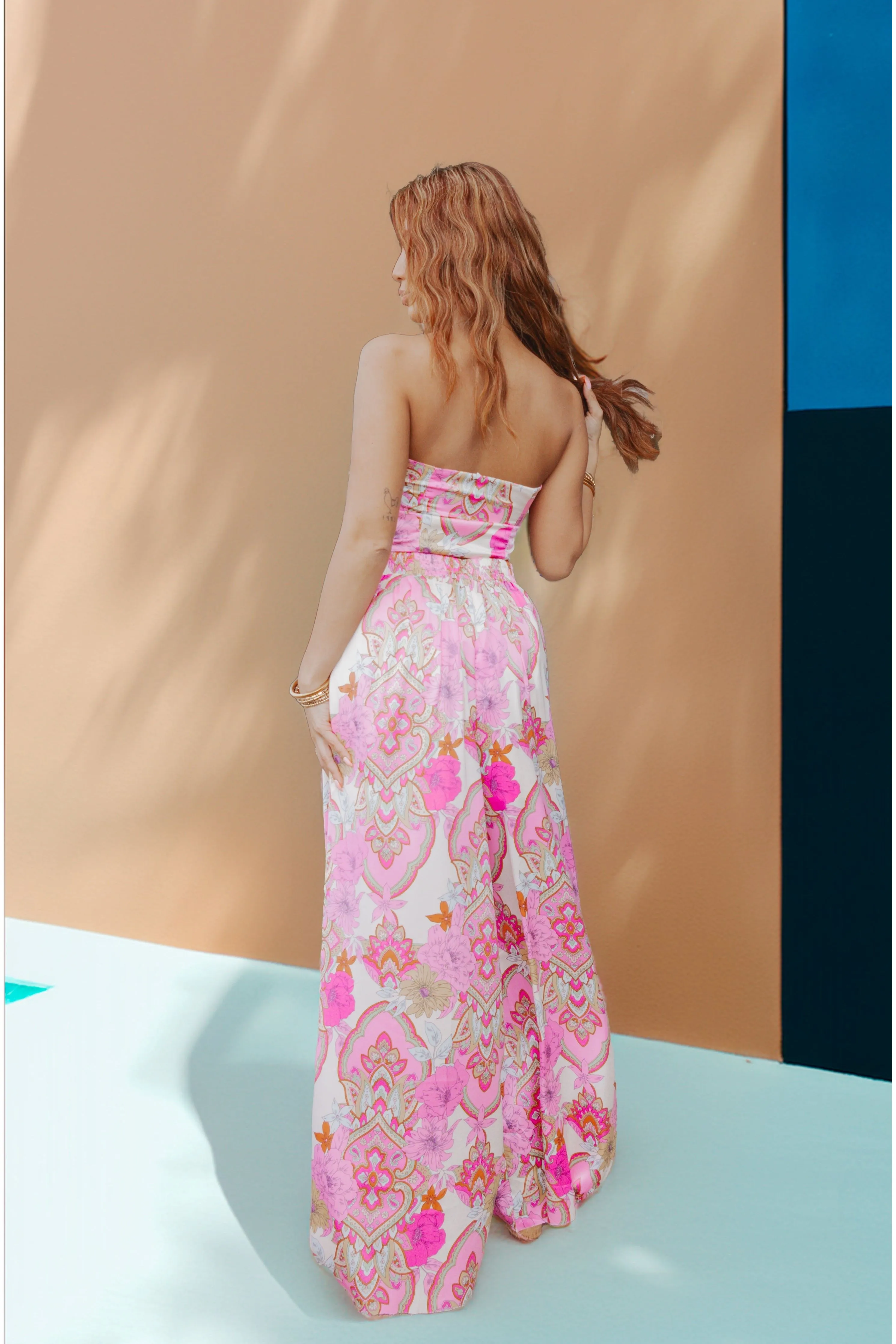 Paisley Print Wide Leg Pants