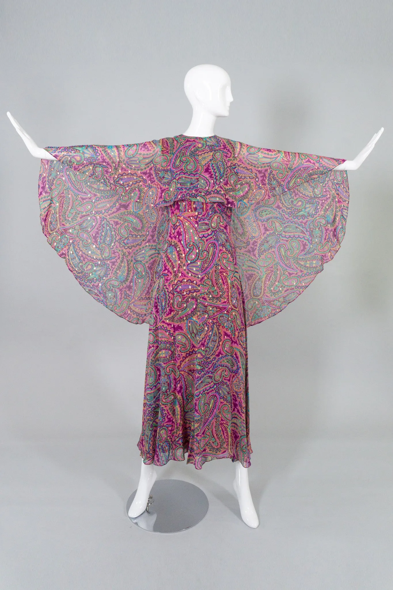Paisley Silk Cape Dress