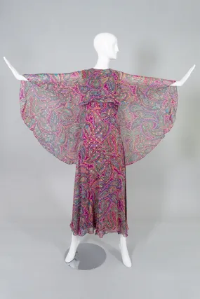 Paisley Silk Cape Dress