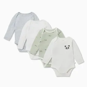 Panda Pal Long Sleeve Bodysuit 4 Pack