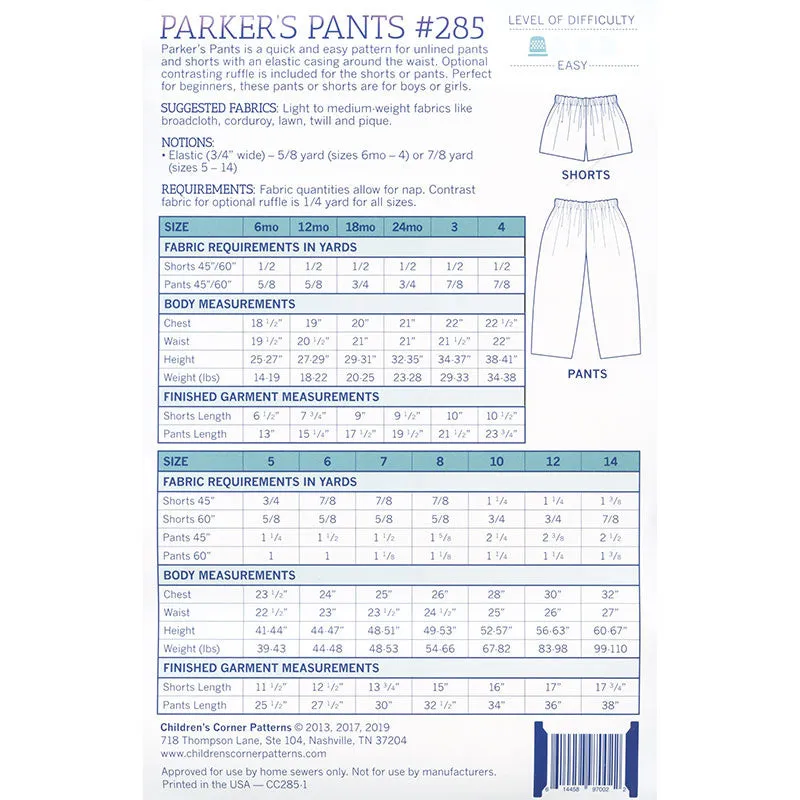 Parker's Pants Pattern