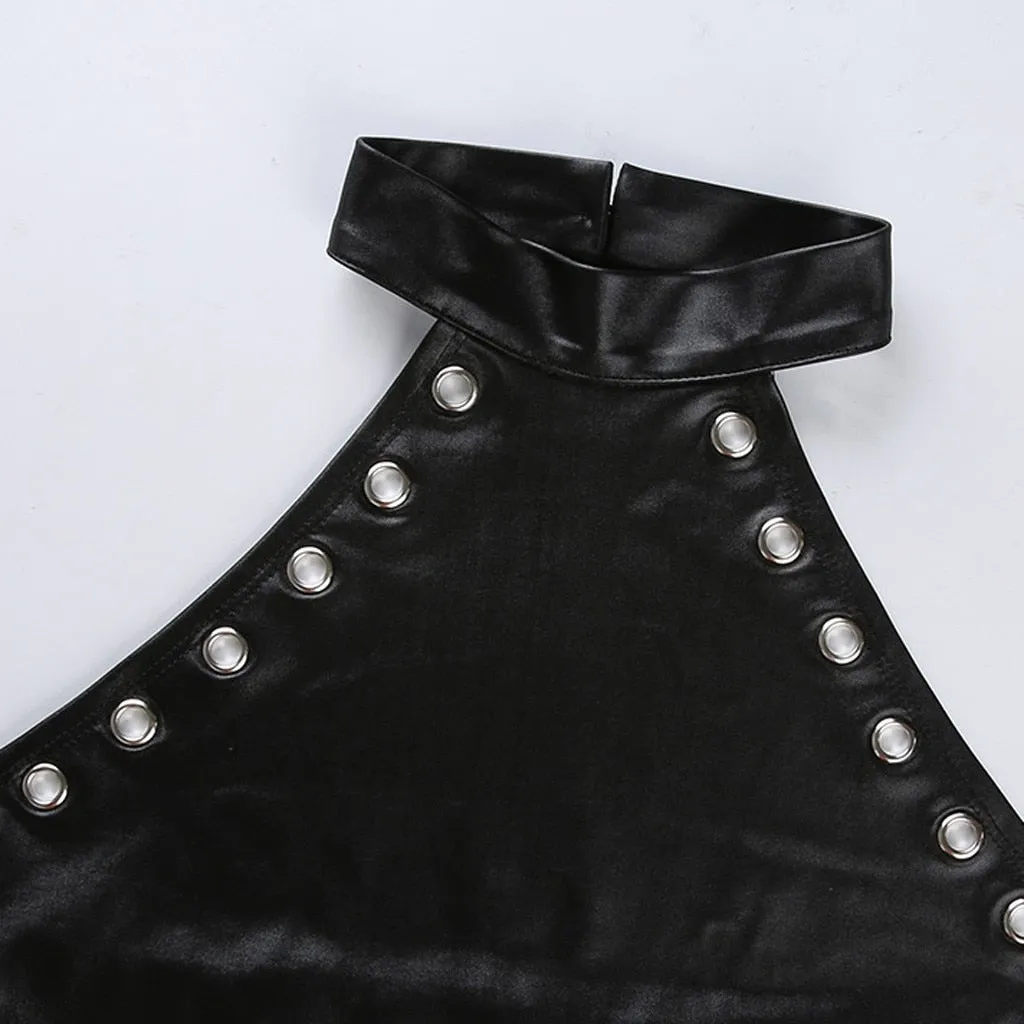 Patent Backless Leather Bodysuit