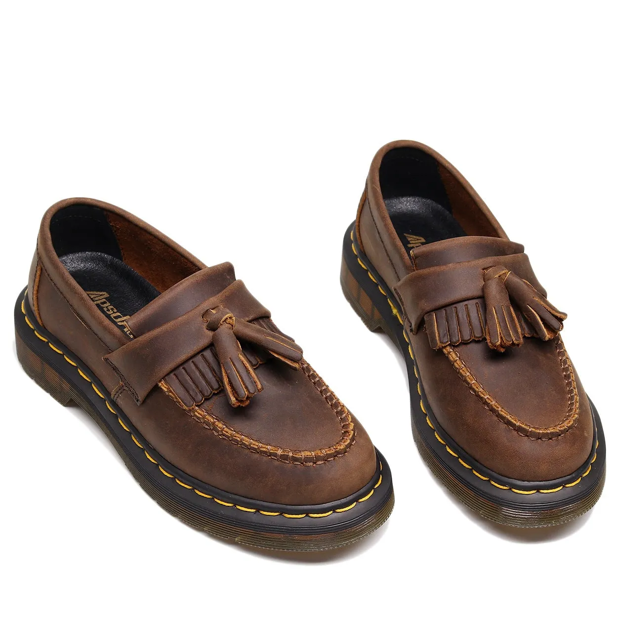 PEOPLETERRITORY Crazy horse brown fringed loafers women's leather low-top small leather shoes top layer British style fashion student round head casual shoes