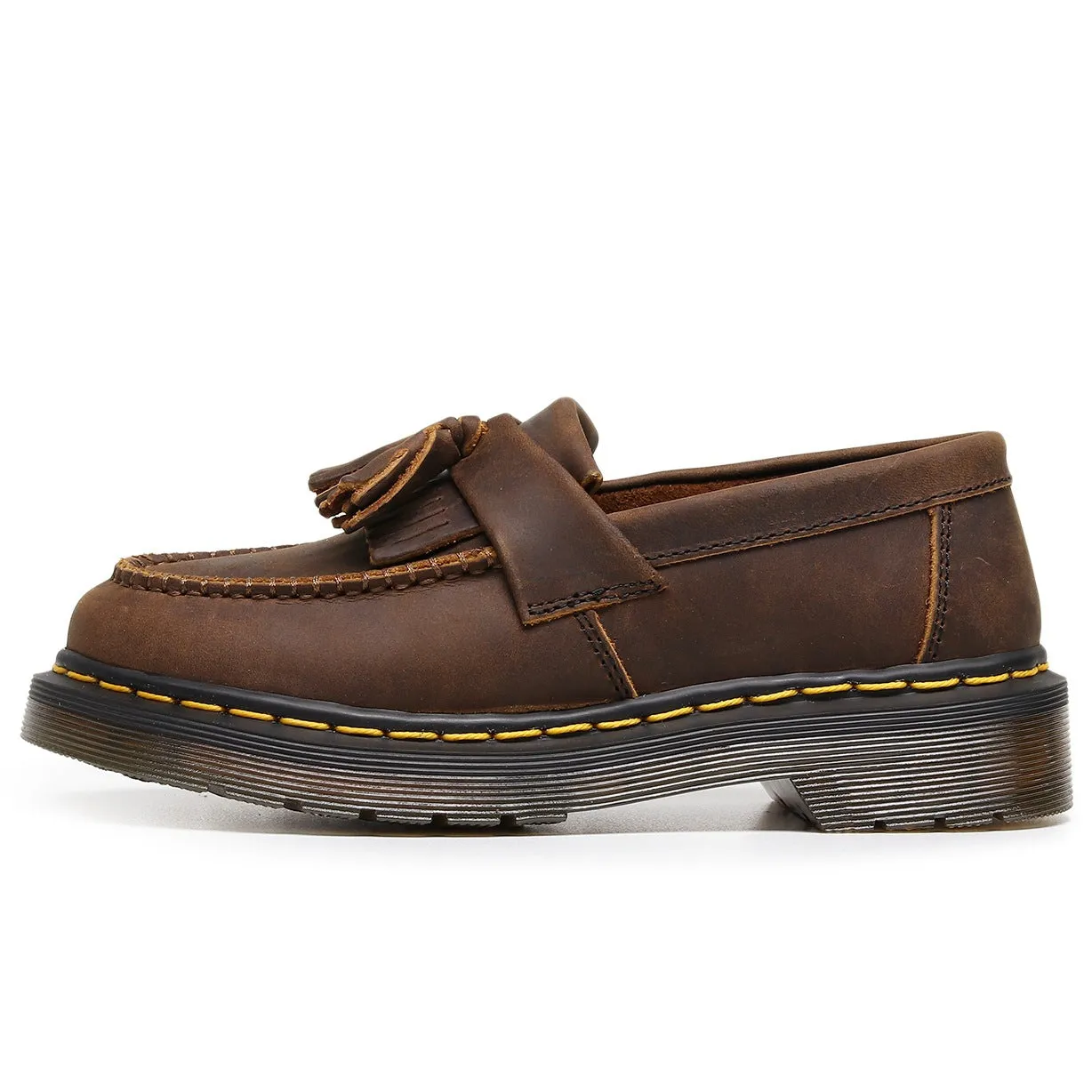 PEOPLETERRITORY Crazy horse brown fringed loafers women's leather low-top small leather shoes top layer British style fashion student round head casual shoes