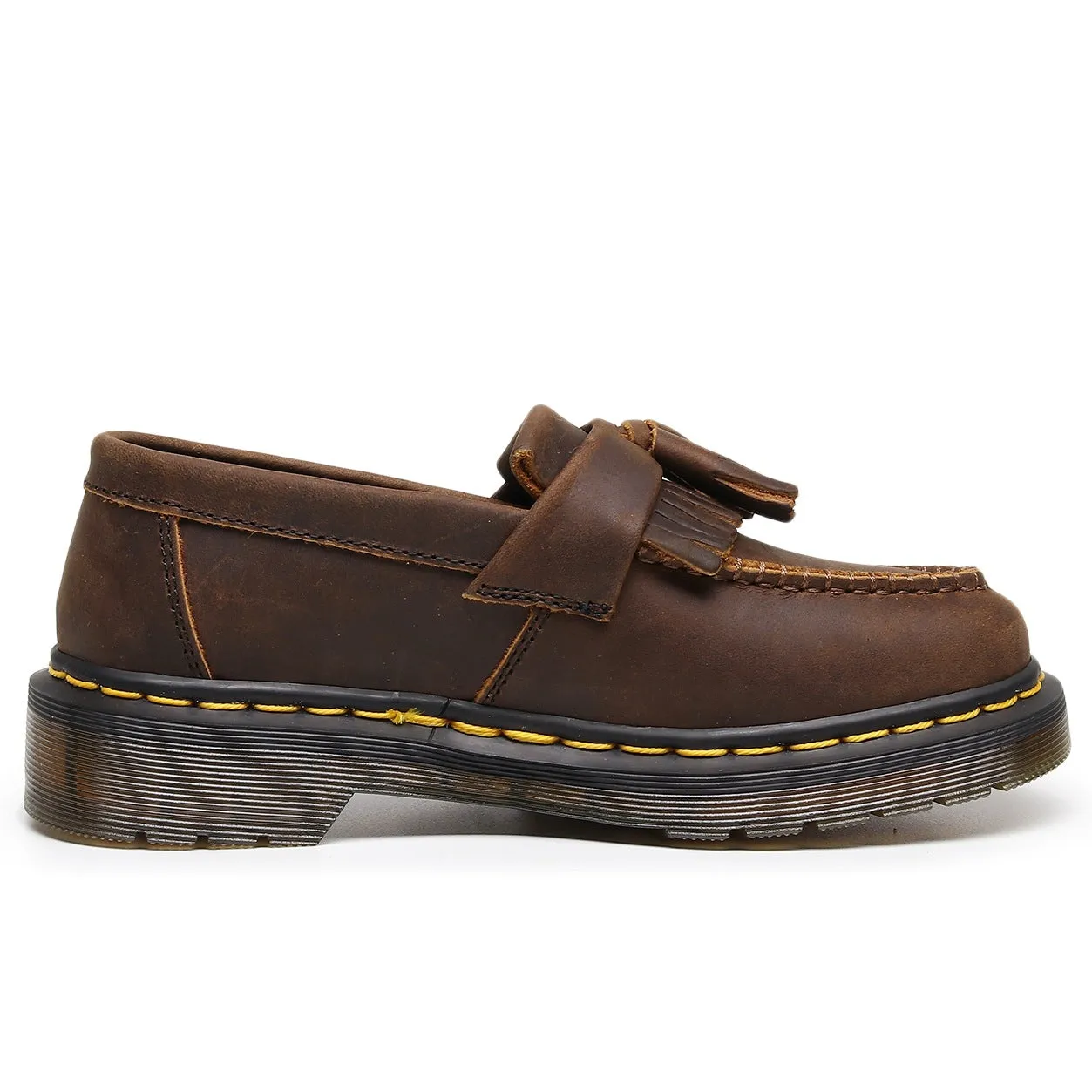 PEOPLETERRITORY Crazy horse brown fringed loafers women's leather low-top small leather shoes top layer British style fashion student round head casual shoes