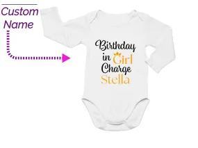Personalized baby Name Birthday Bodysuit Gift Set for Baby Girls