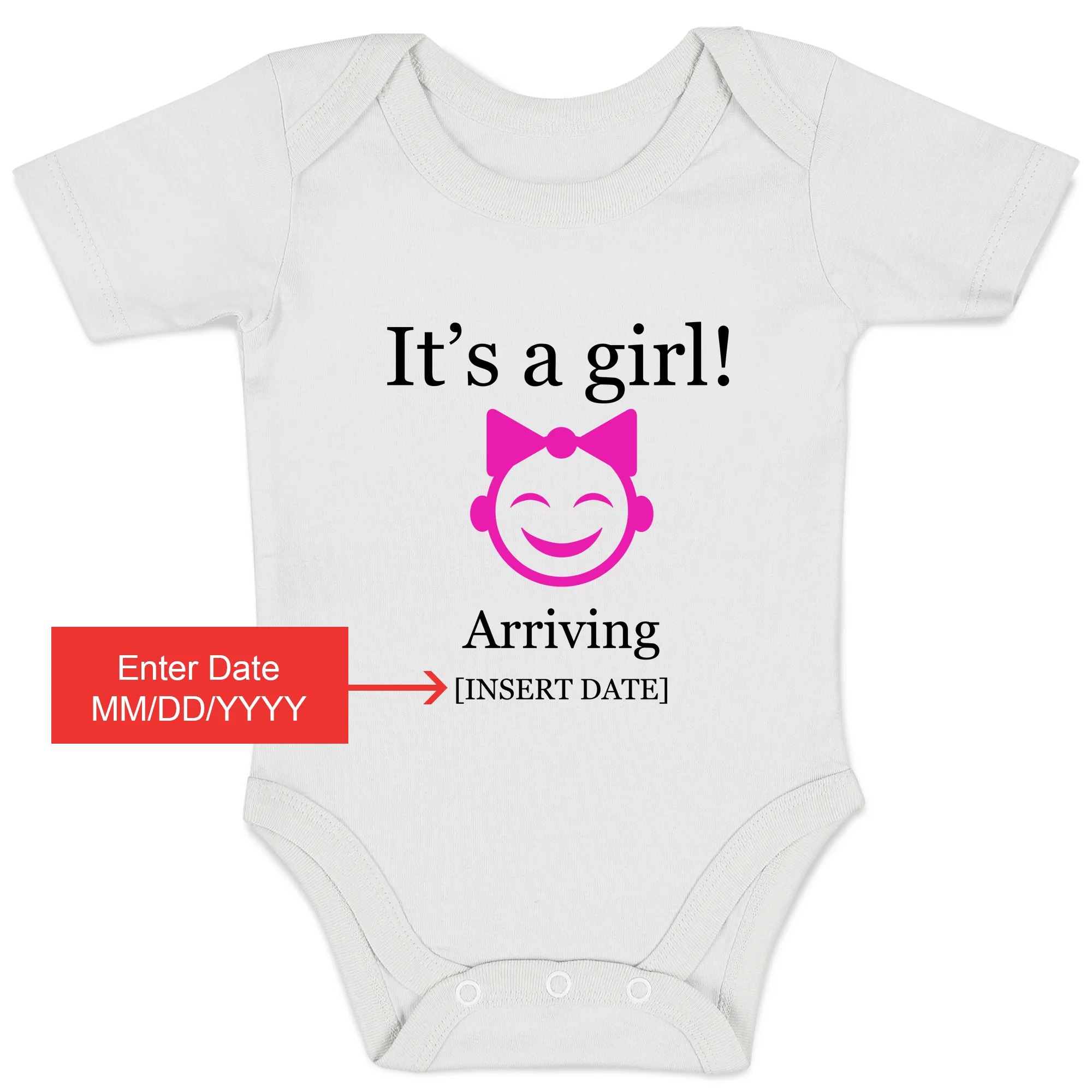 [Personalized] Endanzoo Gender Baby Reveal Organic Baby Bodysuit - It's a GIRL