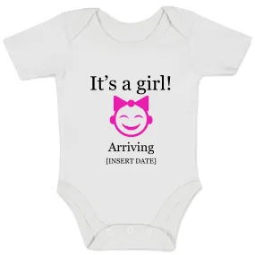[Personalized] Endanzoo Gender Baby Reveal Organic Baby Bodysuit - It's a GIRL