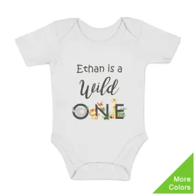 [Personalized] Endanzoo One Birthday Organic Baby Bodysuit - Wild ONE Safari Animals