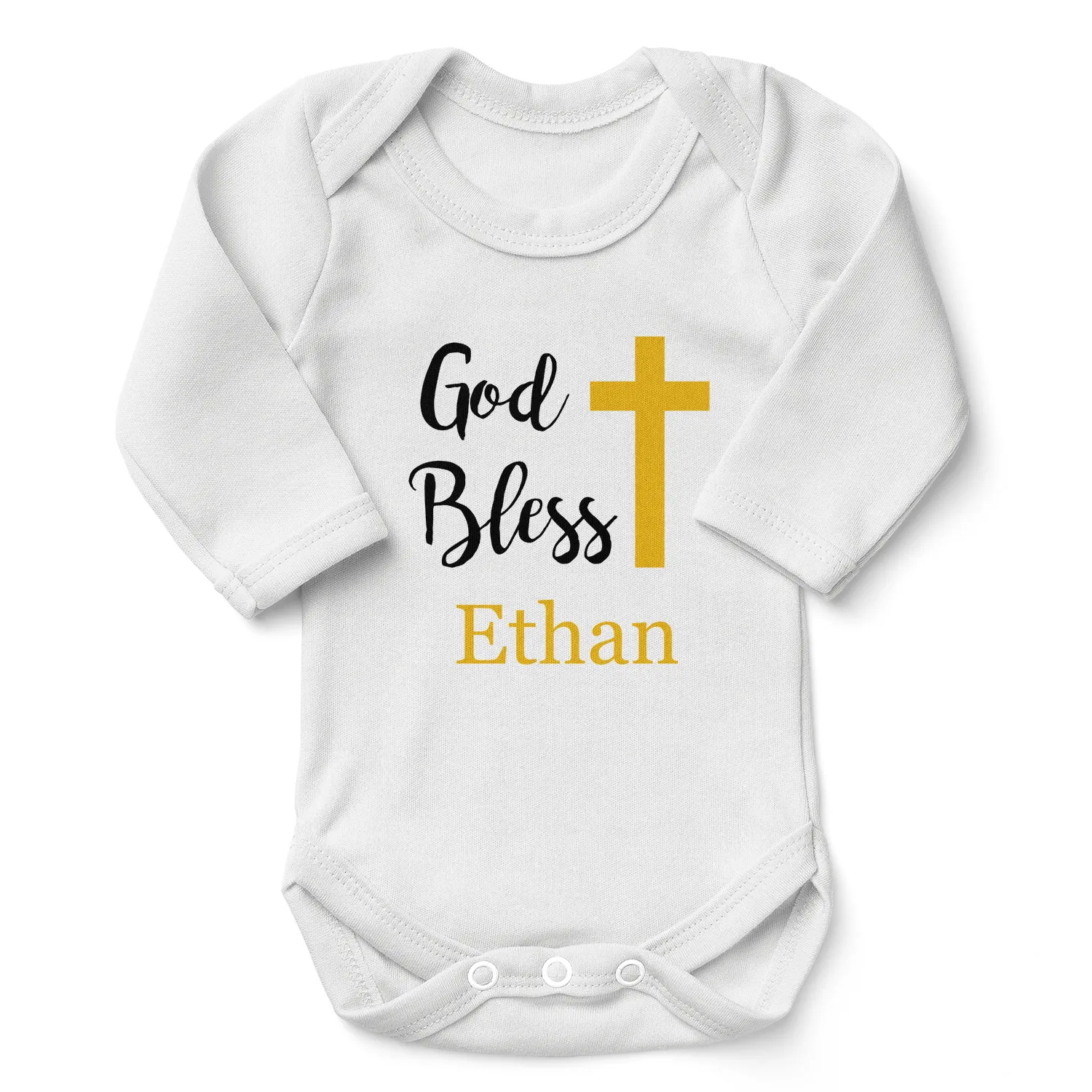 [Personalized] Endanzoo Organic Baby Bodysuit - God Blessing Baptism / Christening Day (White)