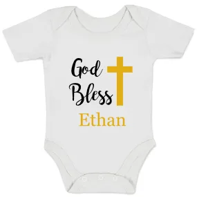 [Personalized] Endanzoo Organic Baby Bodysuit - God Blessing Baptism / Christening Day (White)