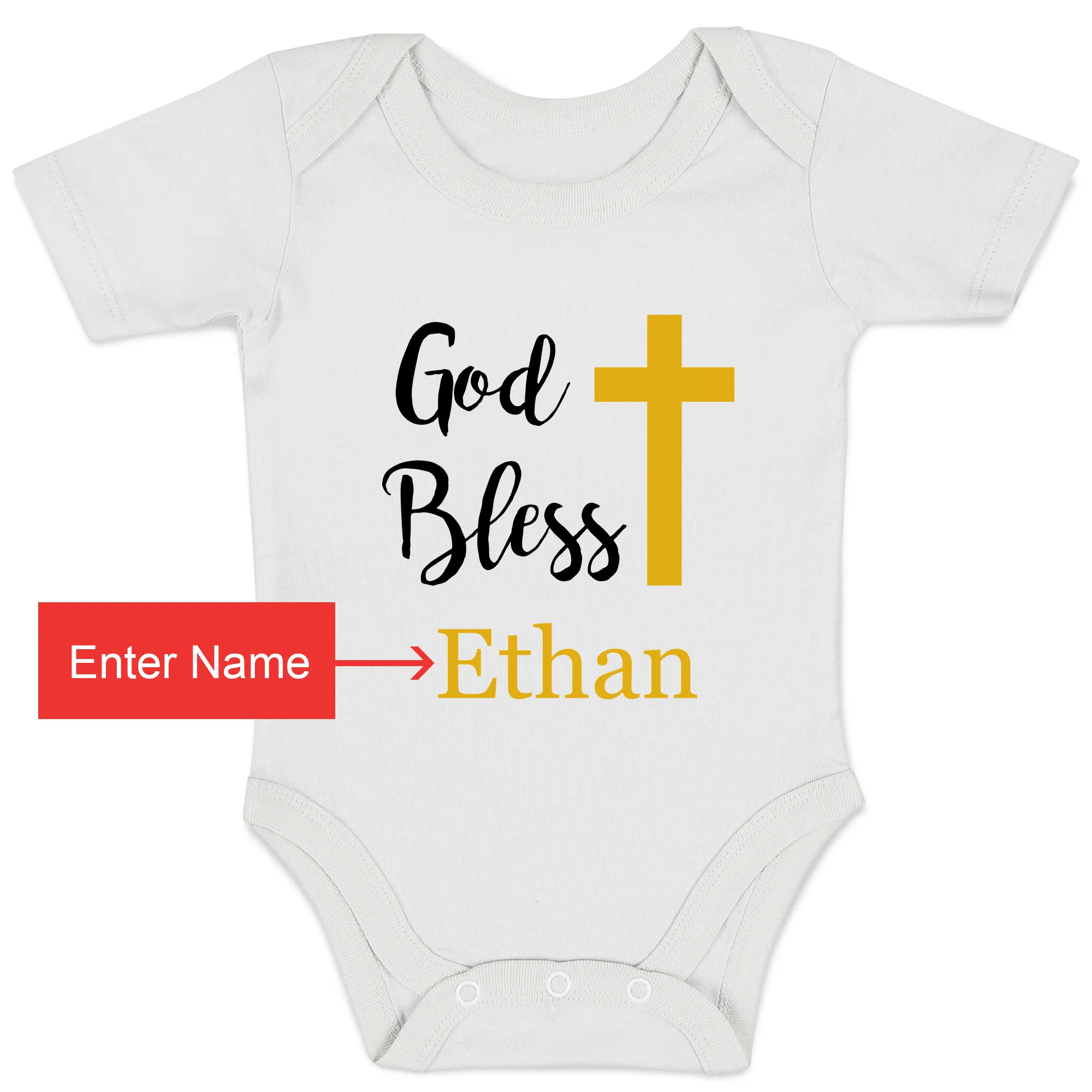[Personalized] Endanzoo Organic Baby Bodysuit - God Blessing Baptism / Christening Day (White)
