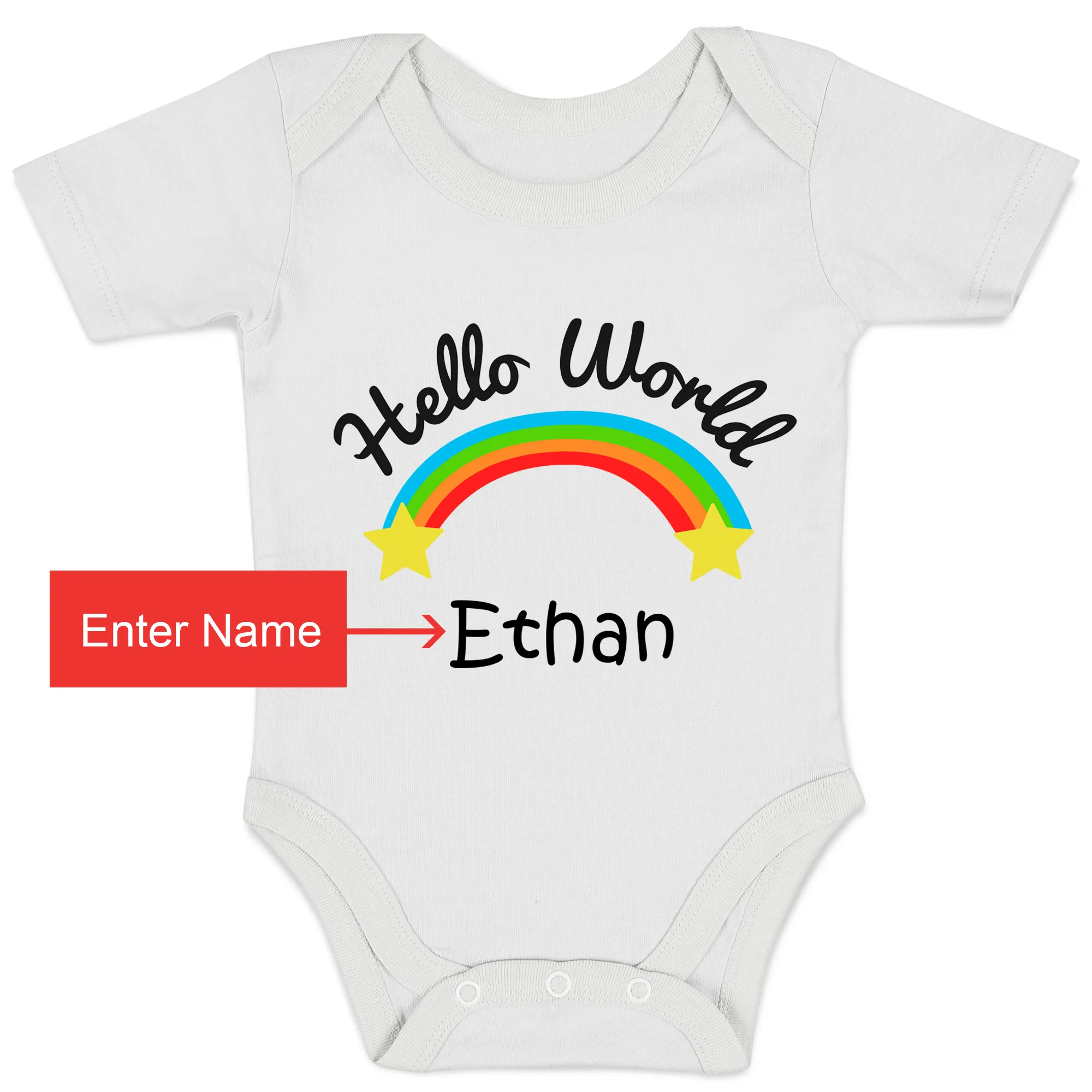 [Personalized] Endanzoo Organic Baby Bodysuit - Hello World