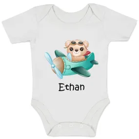 [Personalized] Endanzoo Organic Baby Bodysuit - Little Traveller (Bear)