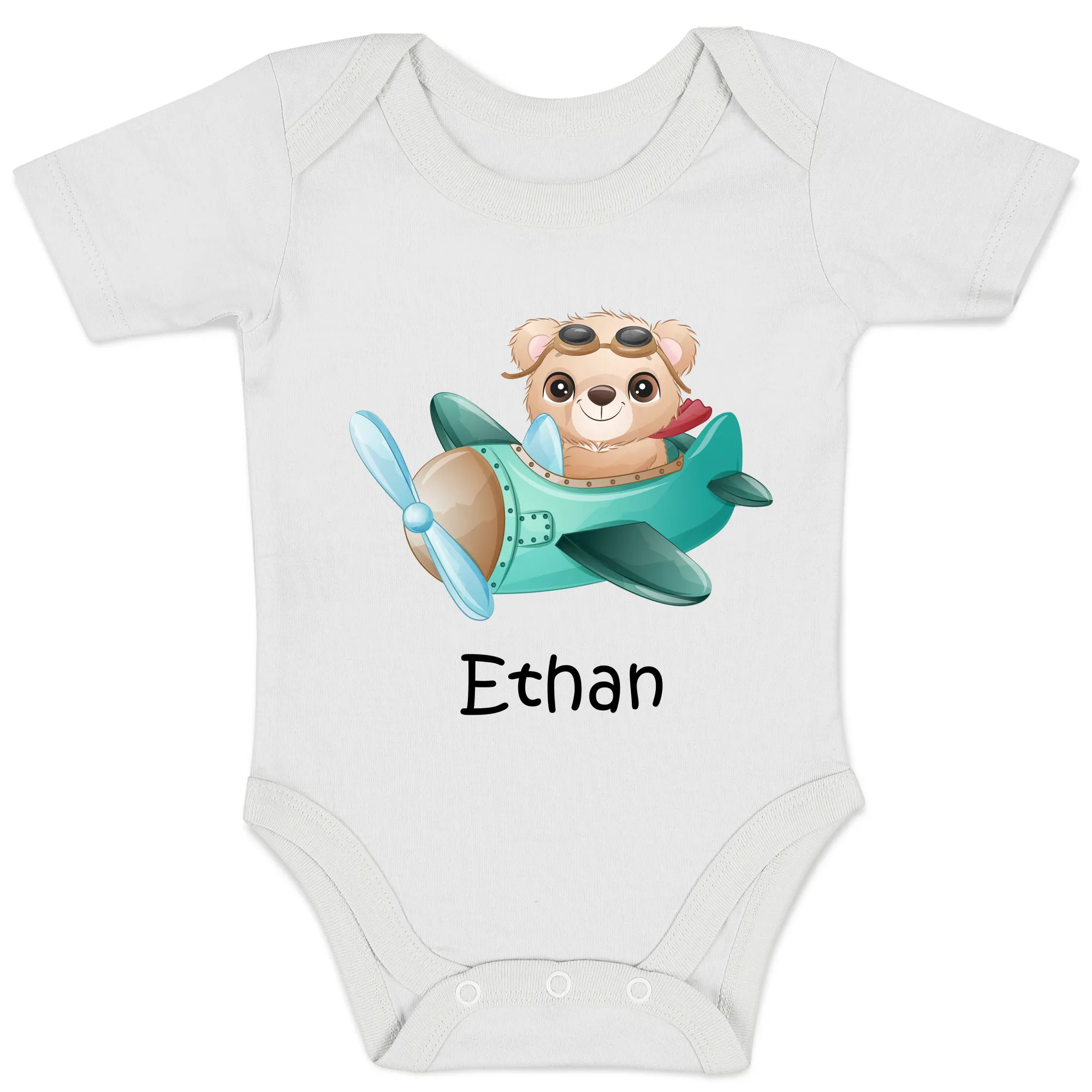 [Personalized] Endanzoo Organic Baby Bodysuit - Little Traveller (Bear)