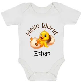 [Personalized] Endanzoo Organic Baby Bodysuit - Little Yellow Duck (Hello World)