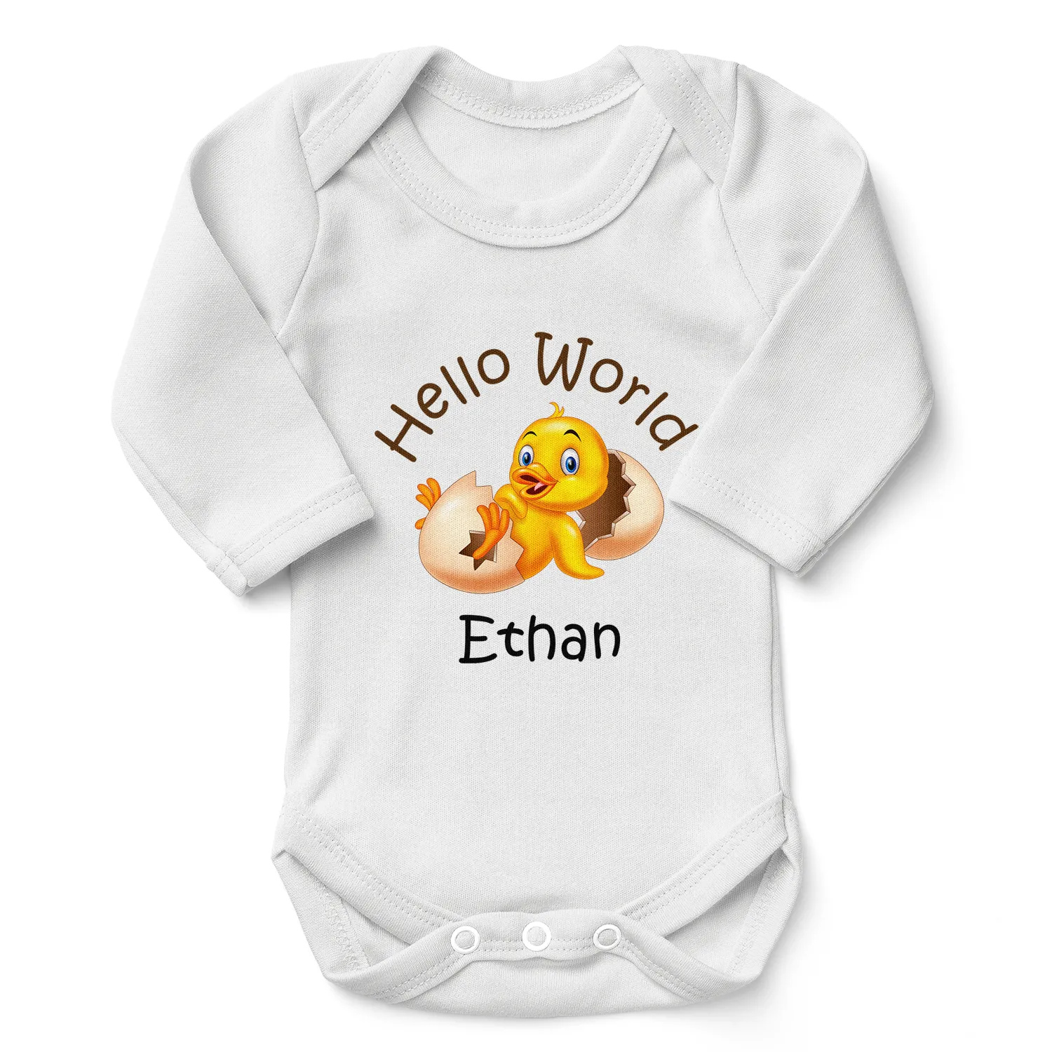 [Personalized] Endanzoo Organic Baby Bodysuit - Little Yellow Duck (Hello World)