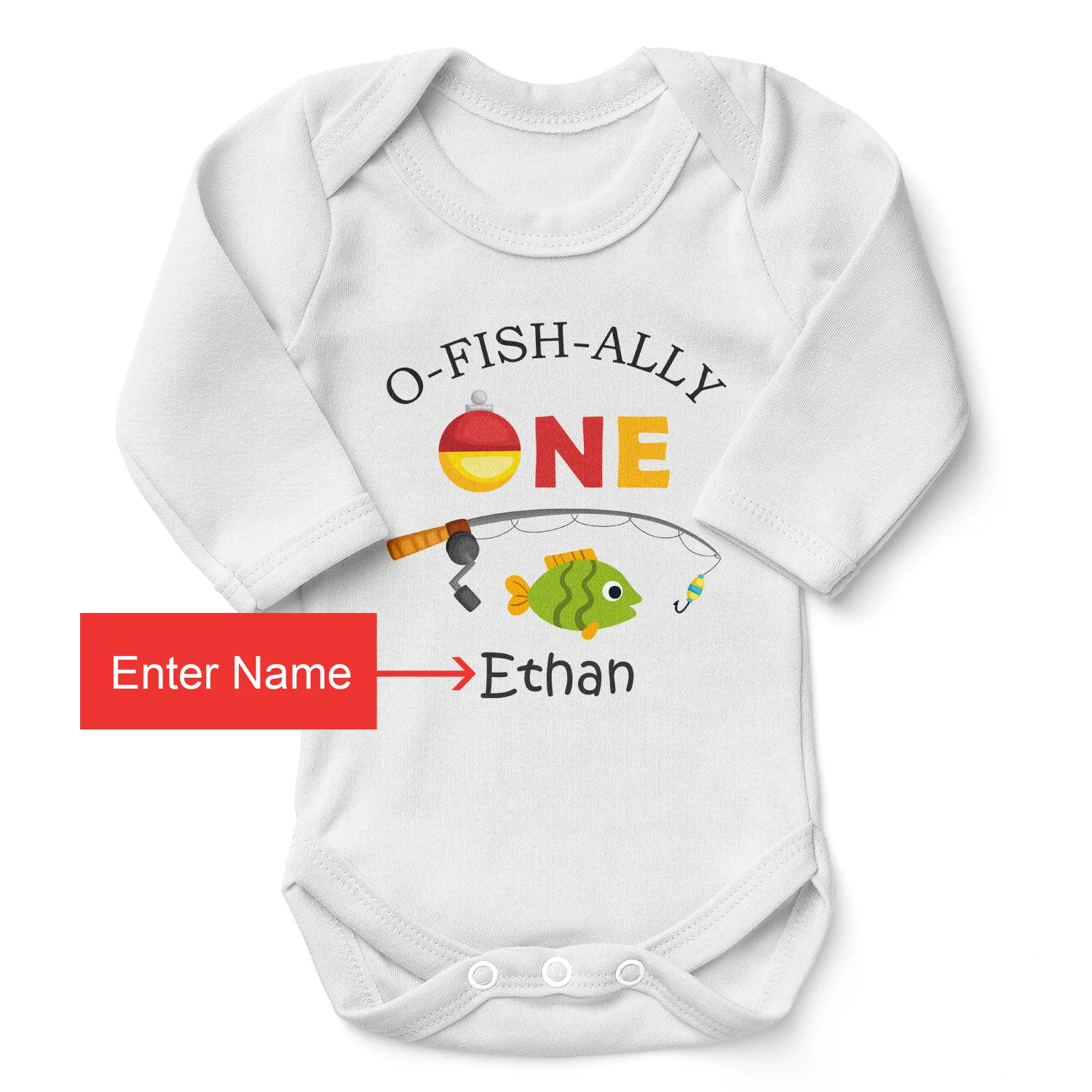 [Personalized] Endanzoo Organic Baby Bodysuit - O-fish-ally ONE Birthday
