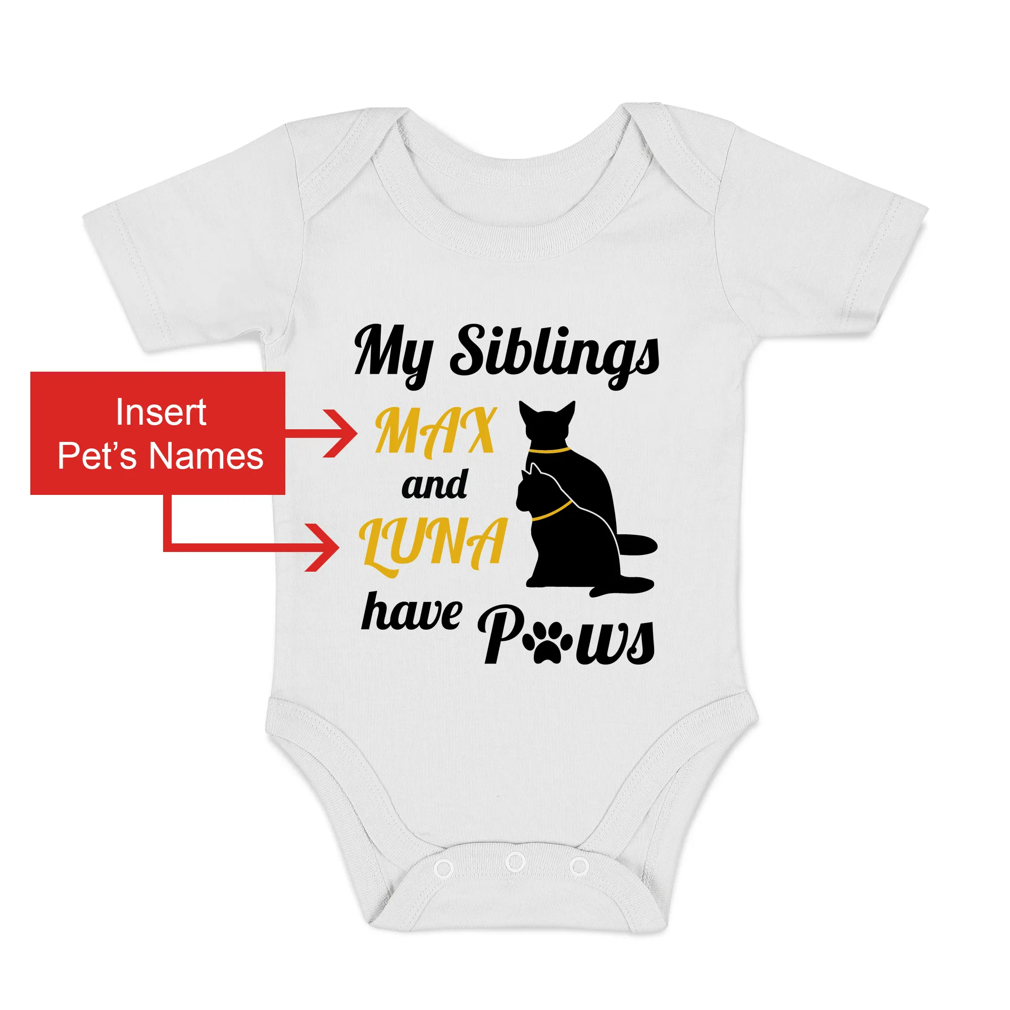 [Personalized] Endanzoo Organic Baby Bodysuit - Pair of CATS I My Siblings have Paws