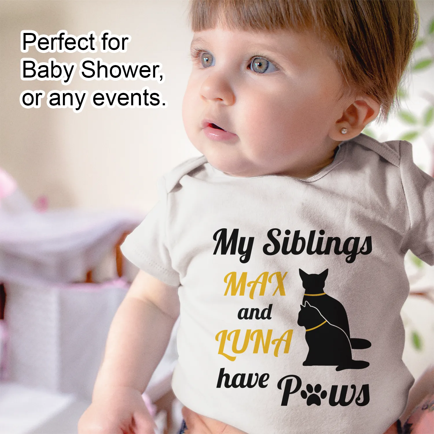 [Personalized] Endanzoo Organic Baby Bodysuit - Pair of CATS I My Siblings have Paws