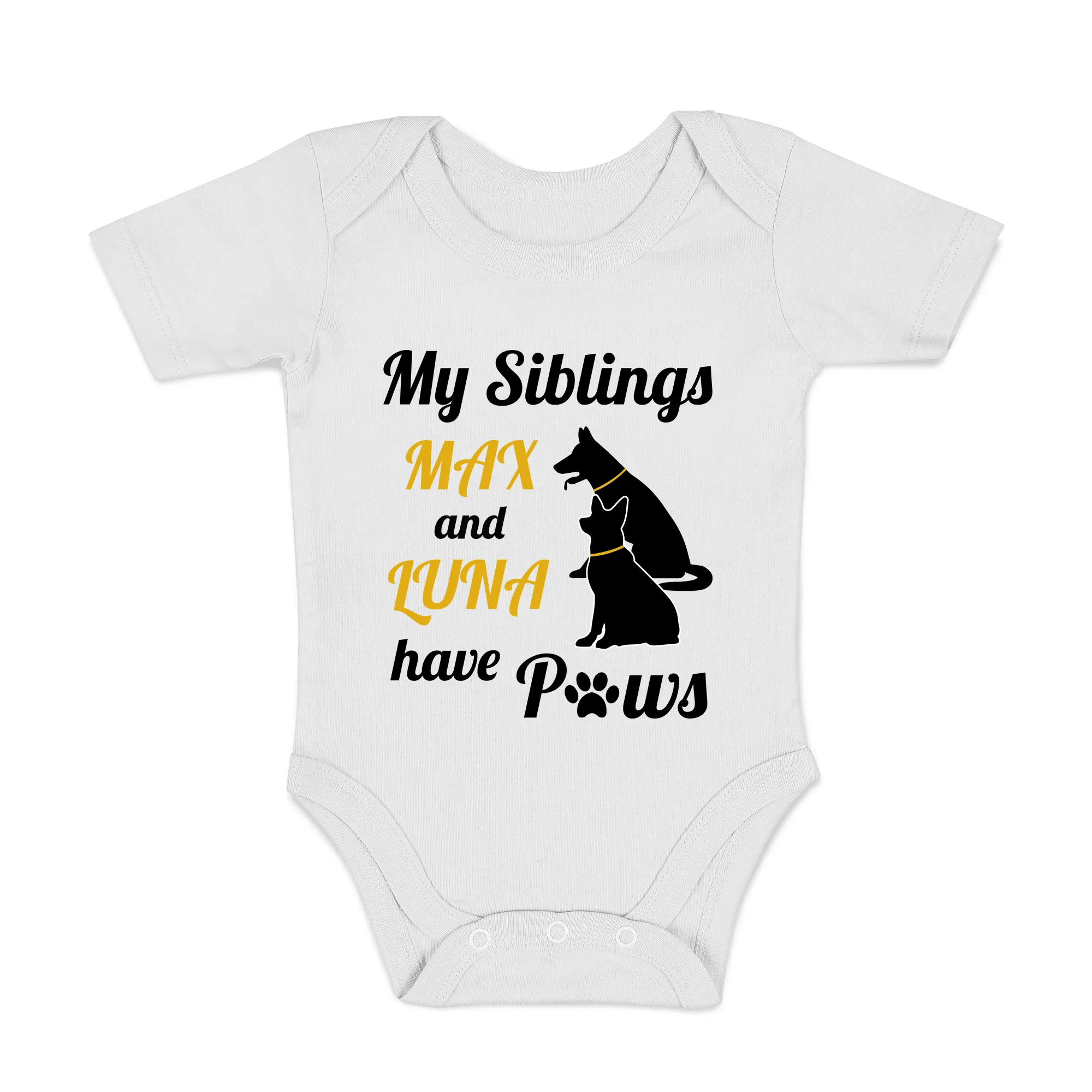 [Personalized] Endanzoo Organic Baby Bodysuit - Pair of DOGS I My Siblings have Paws