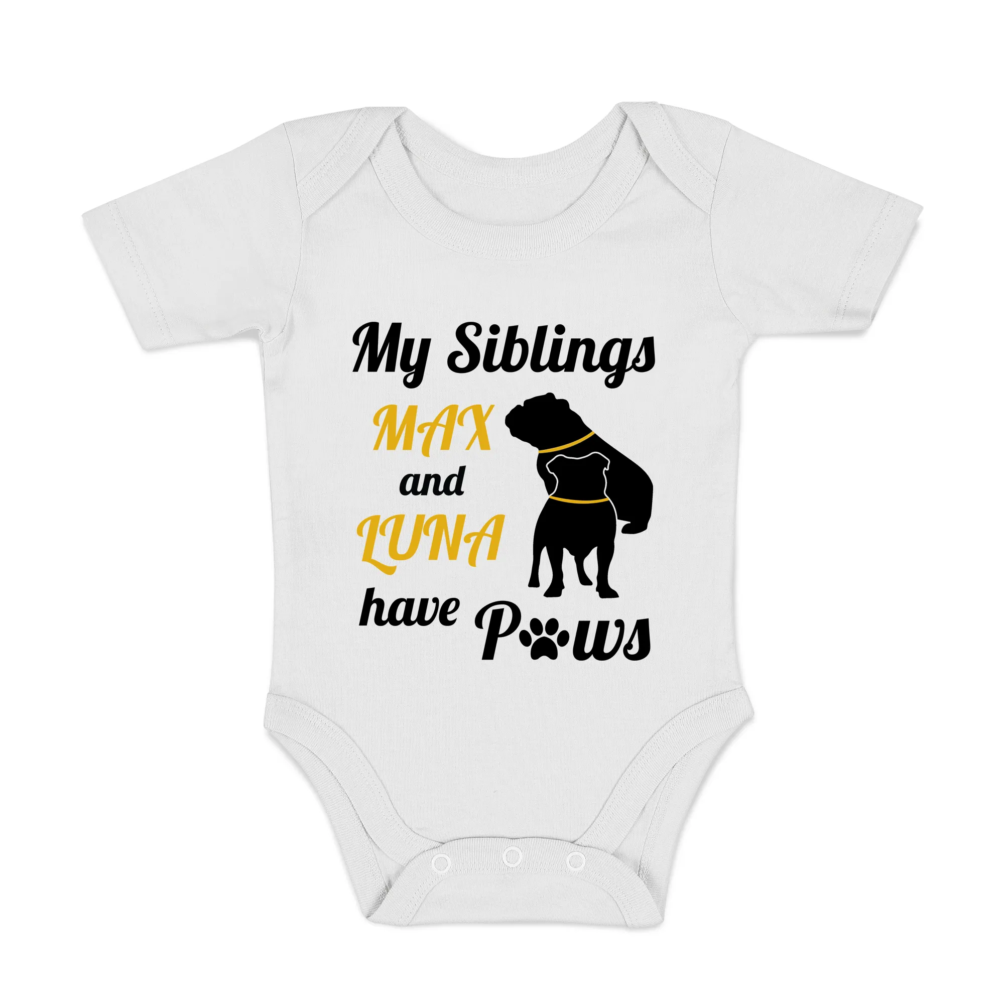 [Personalized] Endanzoo Organic Baby Bodysuit - Pair of DOGS I My Siblings have Paws