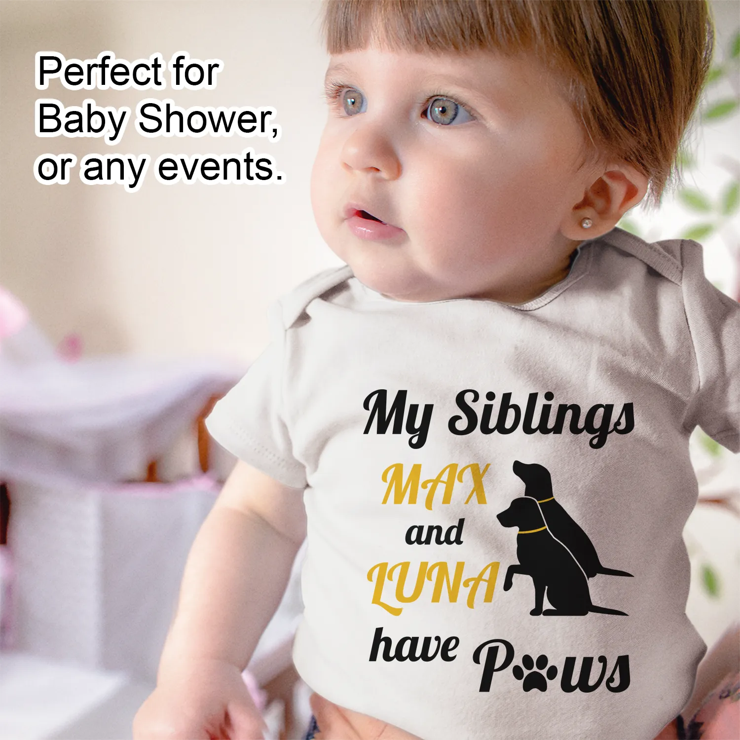[Personalized] Endanzoo Organic Baby Bodysuit - Pair of DOGS I My Siblings have Paws