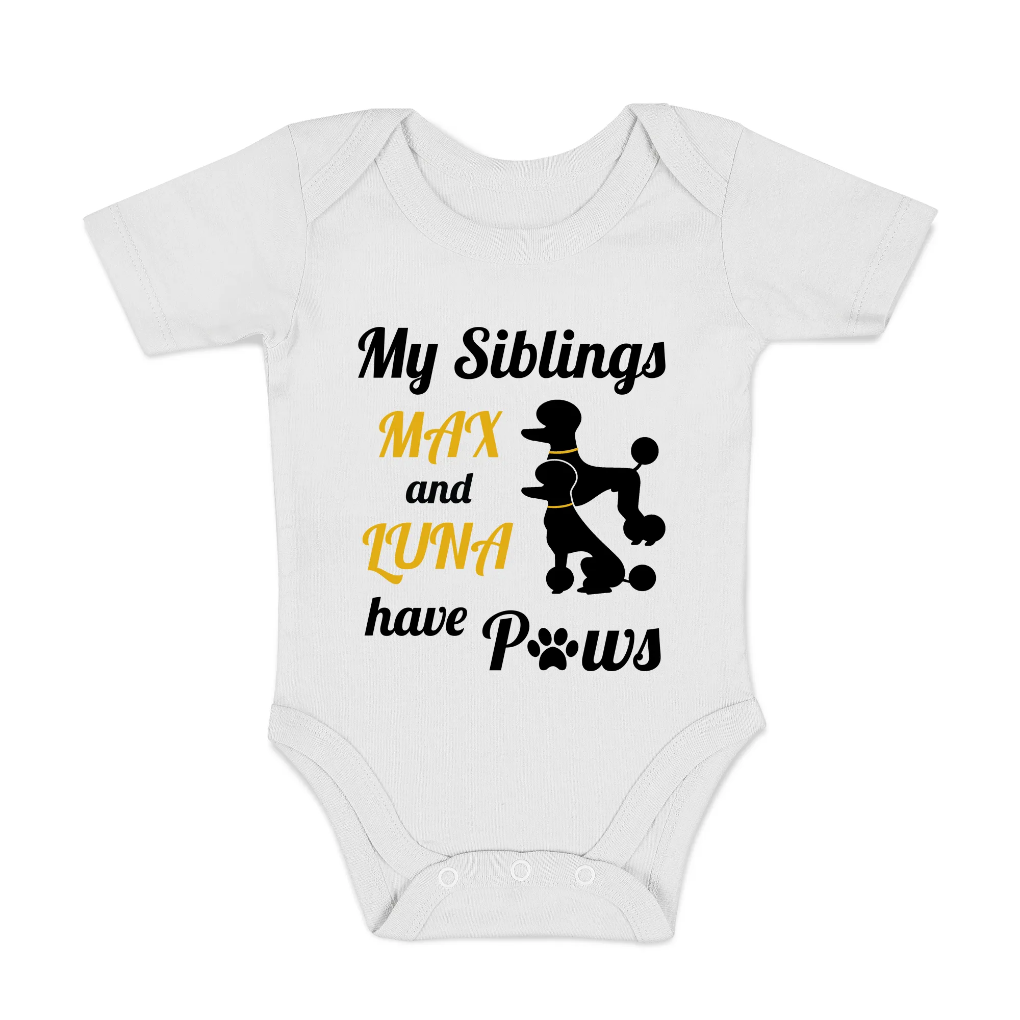 [Personalized] Endanzoo Organic Baby Bodysuit - Pair of DOGS I My Siblings have Paws