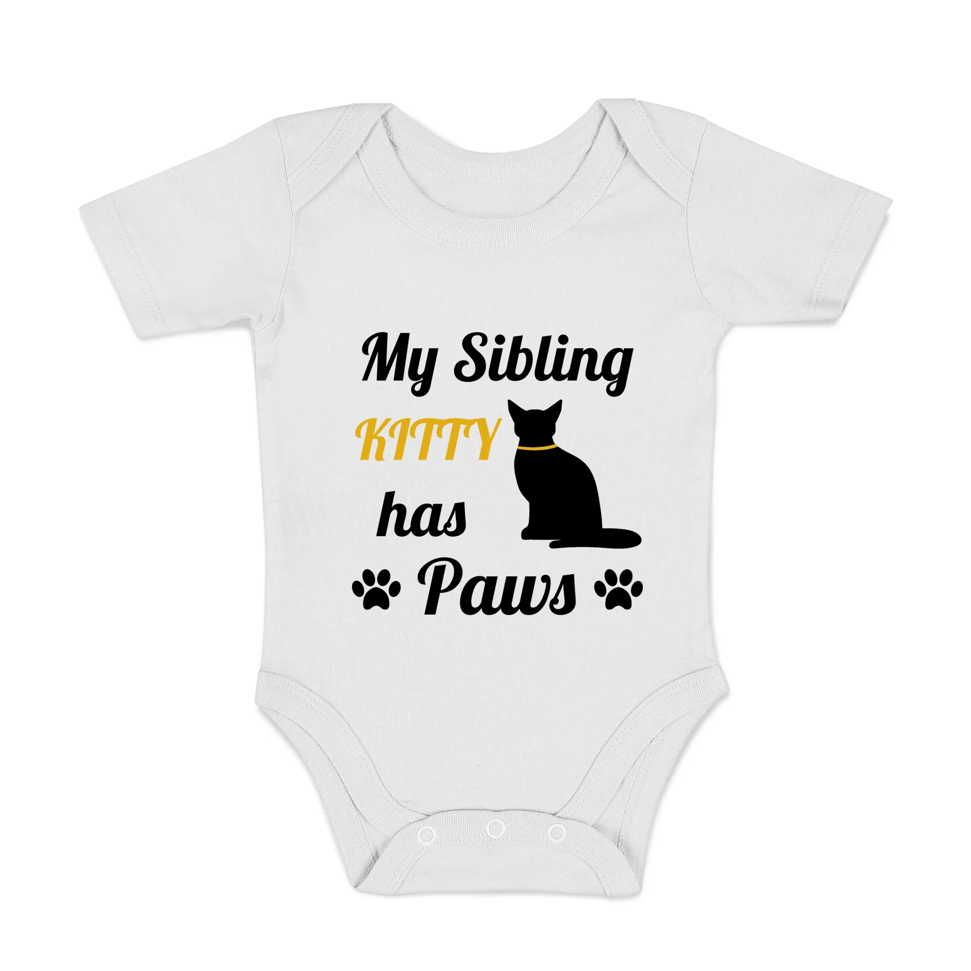 [Personalized] Endanzoo Organic Baby Bodysuit - Single CAT I My Sibling has Paws