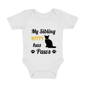 [Personalized] Endanzoo Organic Baby Bodysuit - Single CAT I My Sibling has Paws