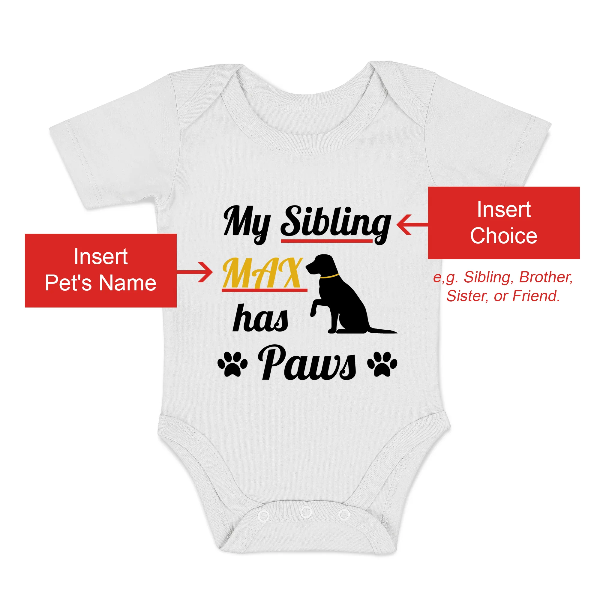 [Personalized] Endanzoo Organic Baby Bodysuit - Single DOG I My Sibling has Paws