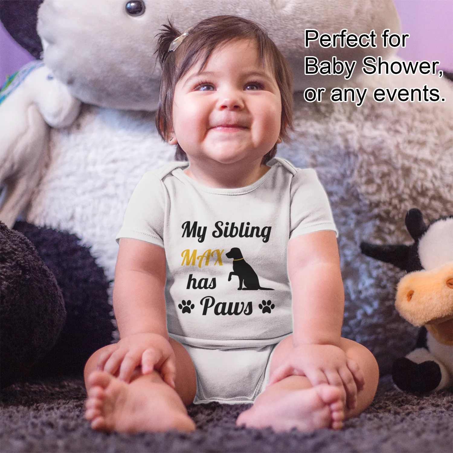 [Personalized] Endanzoo Organic Baby Bodysuit - Single DOG I My Sibling has Paws