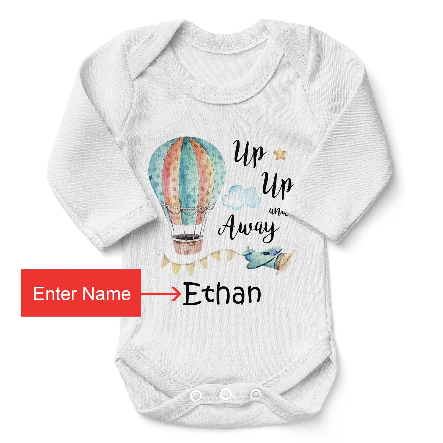 [Personalized] Endanzoo Organic Baby Bodysuit - Up, Up, and Away