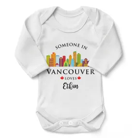 [Personalized] Endanzoo Organic Long Sleeve Baby Bodysuit - Someone in Vancouver Loves You