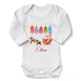 [Personalized] Endanzoo Organic Long Sleeves Baby Bodysuit - Christmas Santa