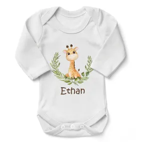 [Personalized] Endanzoo Organic Long Sleeves Baby Bodysuit - Giraffe