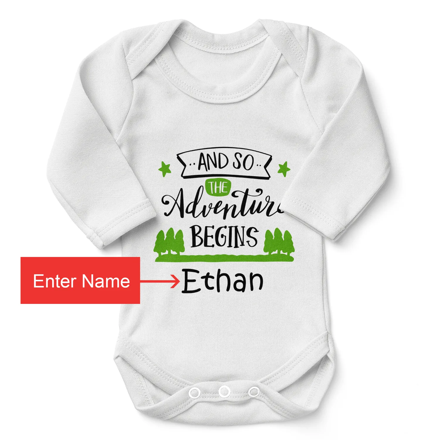 [Personalized] Endanzoo Organic Newborn Baby Bodysuit - Adventure Begins