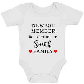 [Personalized] Endanzoo Pregnancy Baby Reveal Organic Baby Bodysuit - Newest Family Member (Short Sleeves)