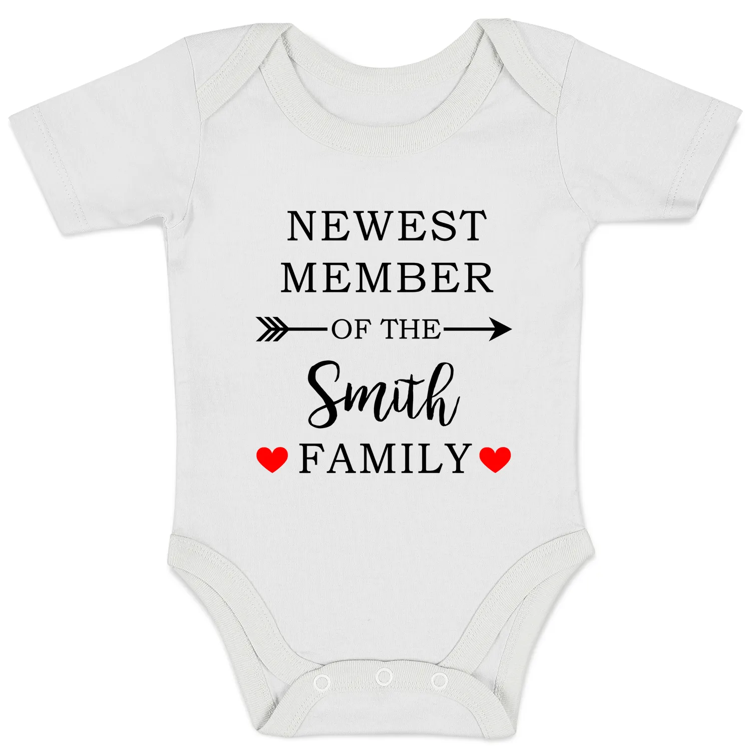 [Personalized] Endanzoo Pregnancy Baby Reveal Organic Baby Bodysuit - Newest Family Member (Short Sleeves)