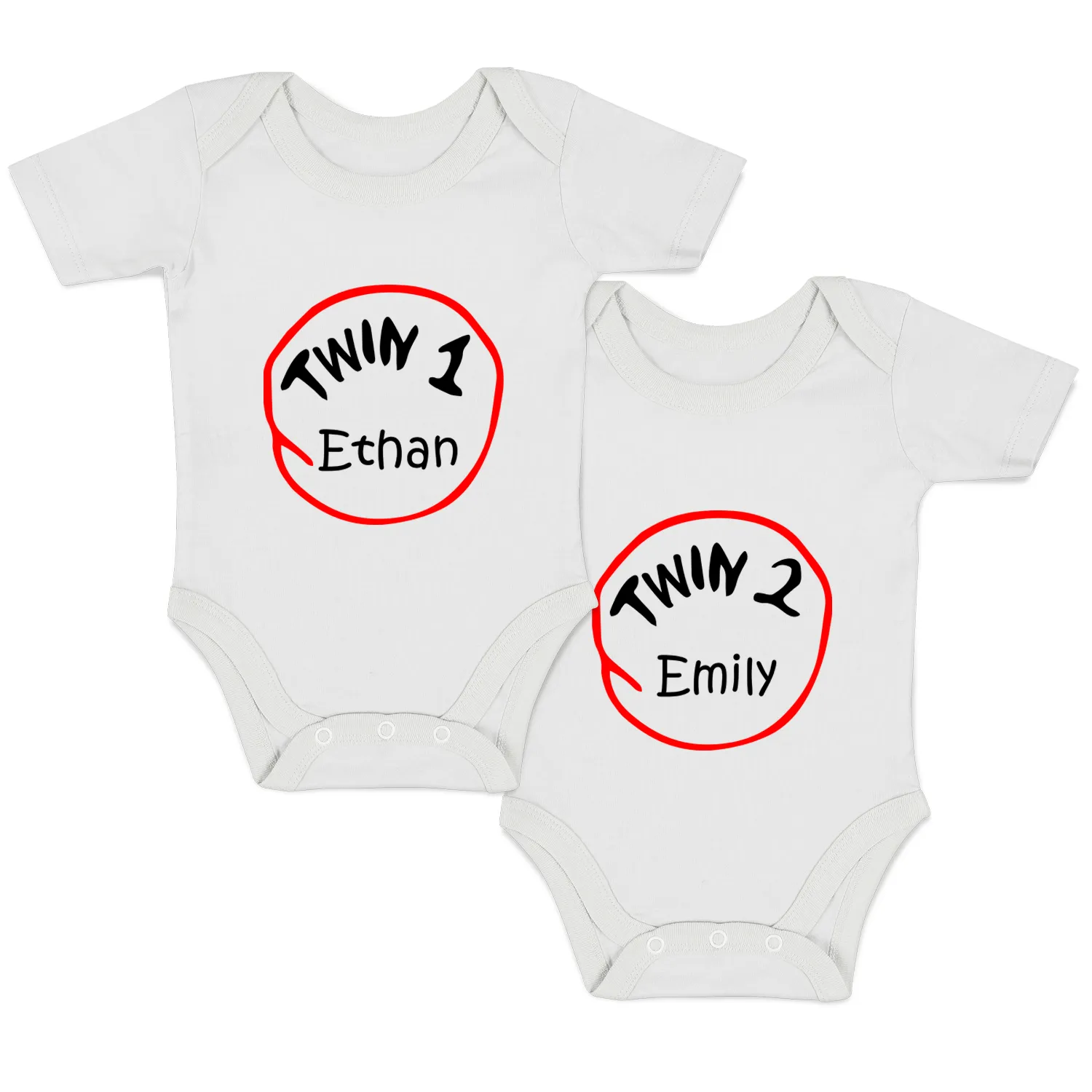 [Personalized] Endanzoo Twins Organic Baby Bodysuits - Twin 1 & Twin 2