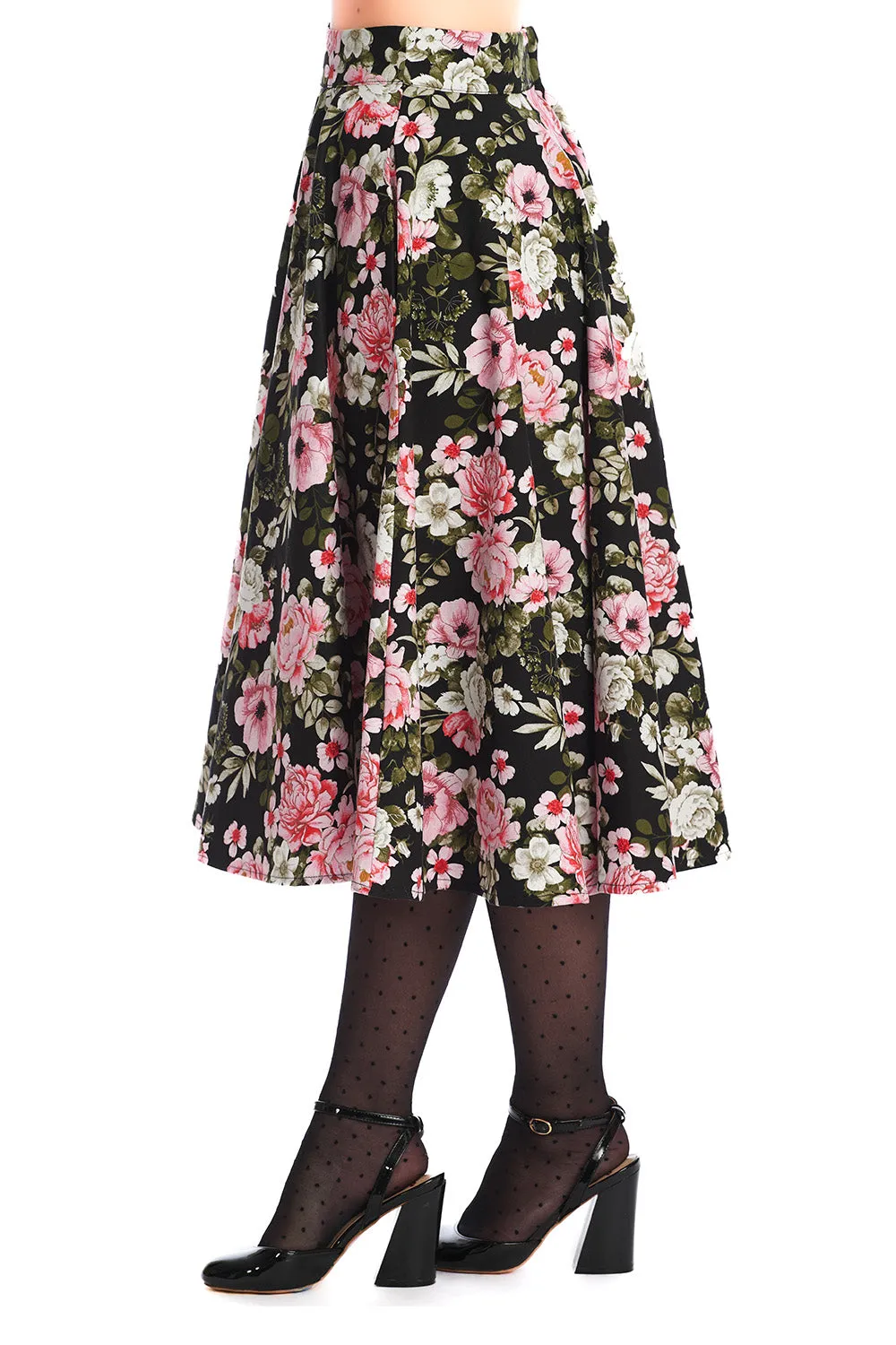 Pink Blooms Swing Skirt by Banned