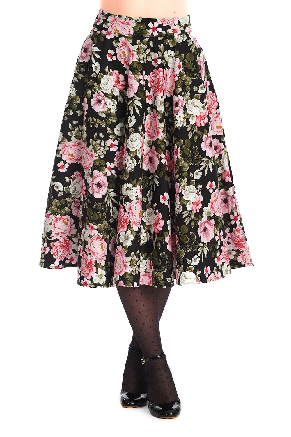 Pink Blooms Swing Skirt by Banned