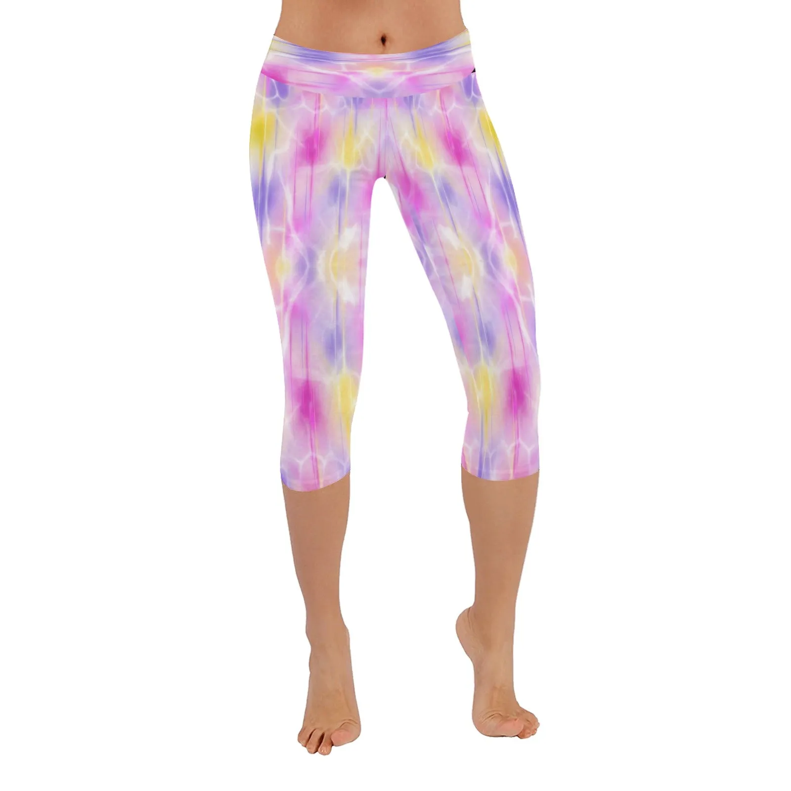 Pink Purple Yellow Capri Leggings up to 5 XL