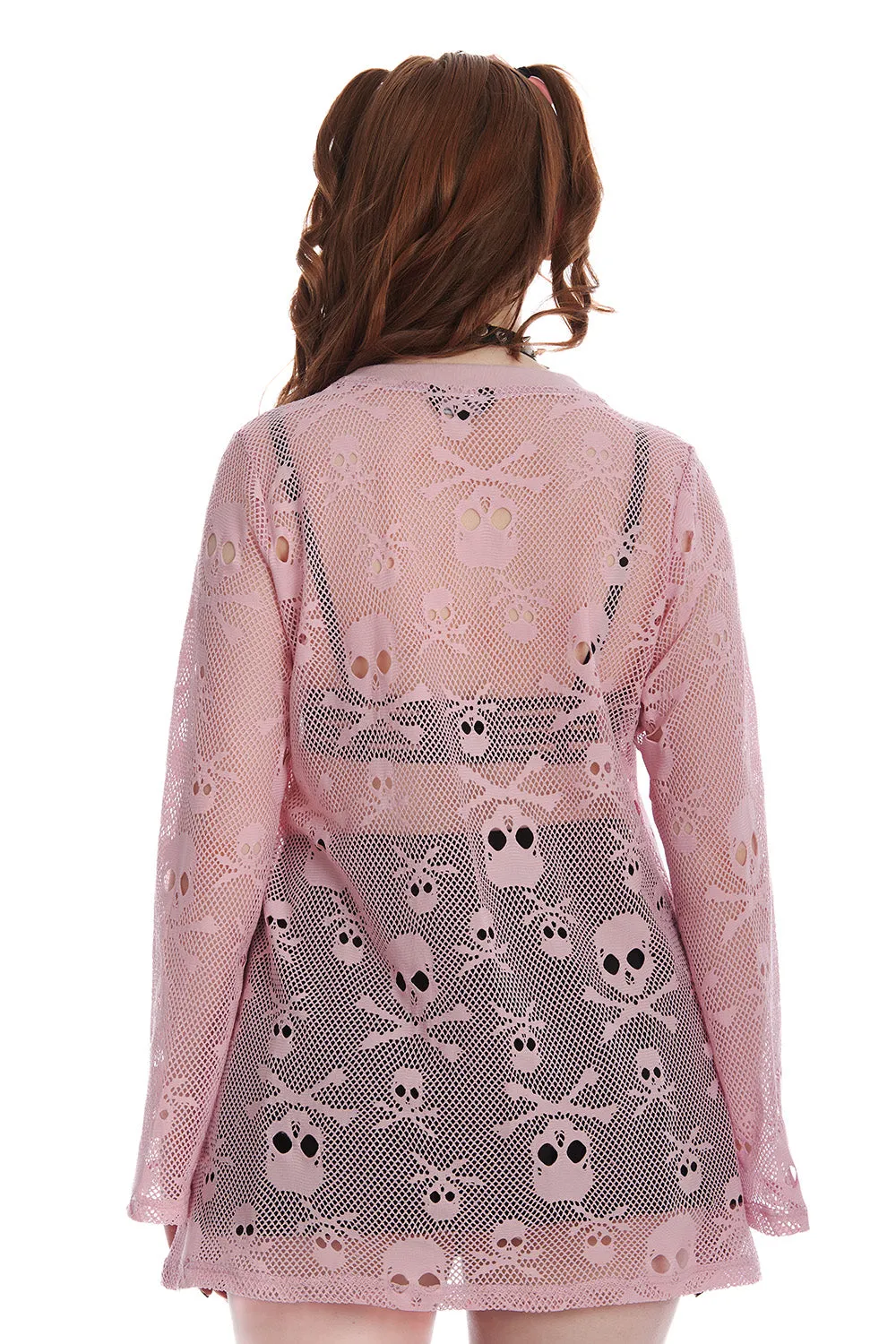 Pink Skulls Mesh Top