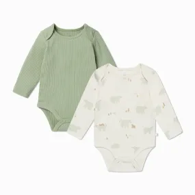 Polar Bear & Ribbed Bodysuit 2 Pack