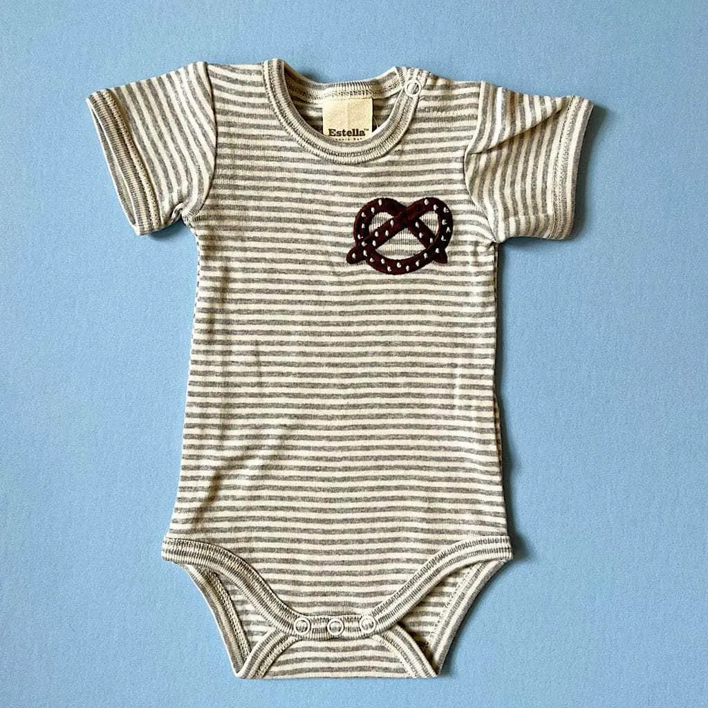 Pretzel Embroidered Organic Cotton Baby Bodysuit