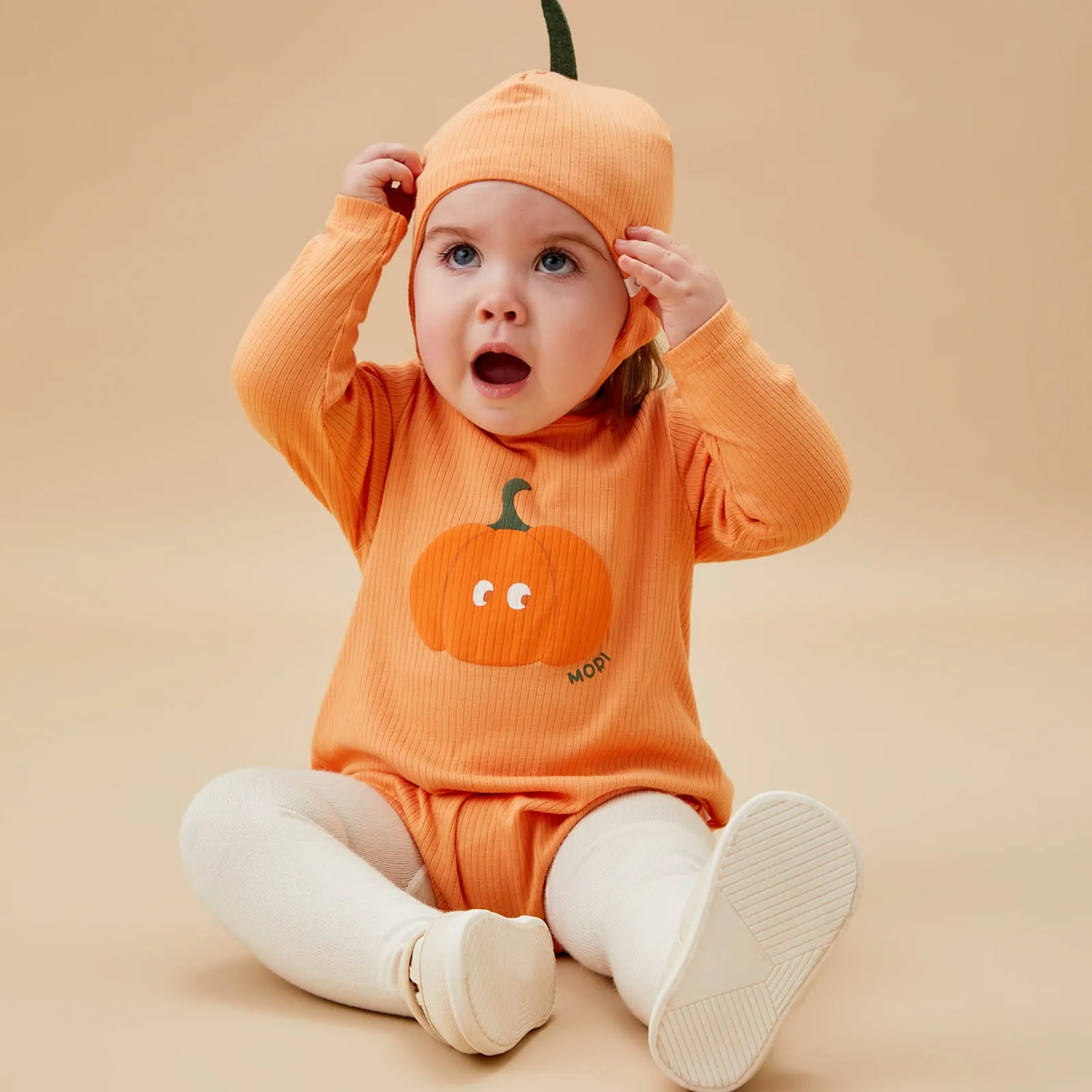 Pumpkin Ribbed Bloomer Bodysuit